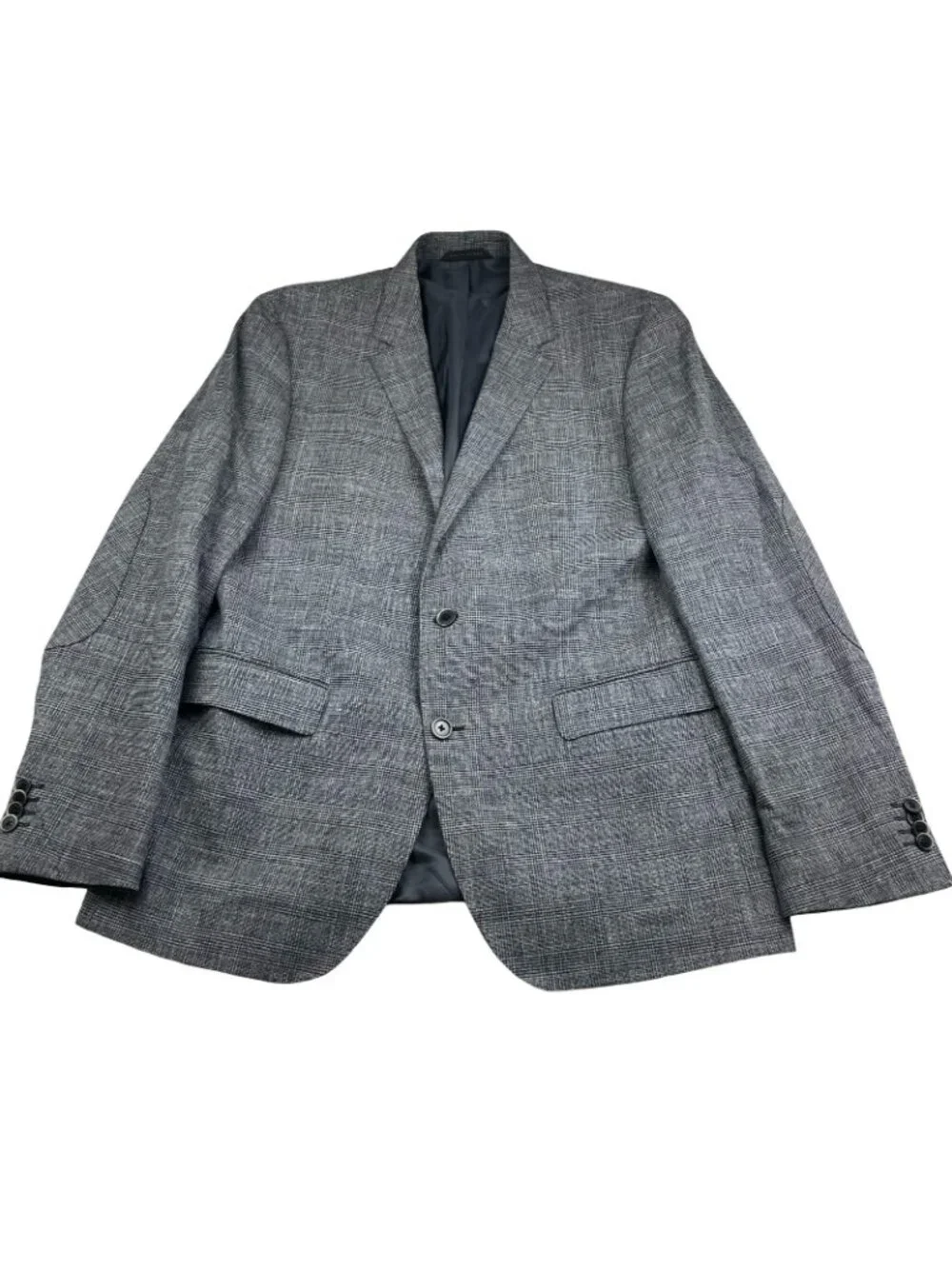 Hugo Boss Men’s The Smith13 2-Button Blazer Gray Plaid/Elbow Patches • 42R